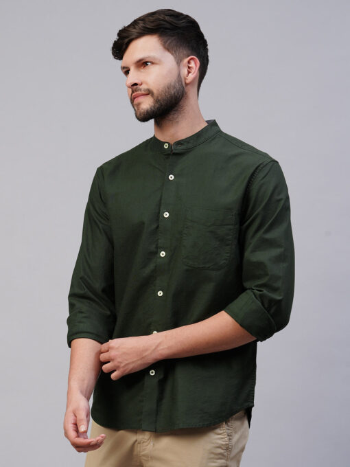 Men's Olive Cotton Regular Fit Shirt - Image 3