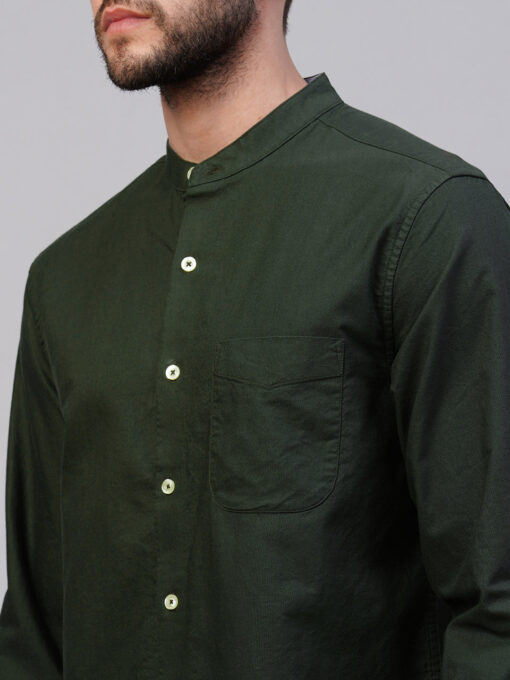 Men's Olive Cotton Regular Fit Shirt - Image 7