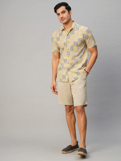 Men's Yellow Cotton Regular Fit Shirt - Image 4