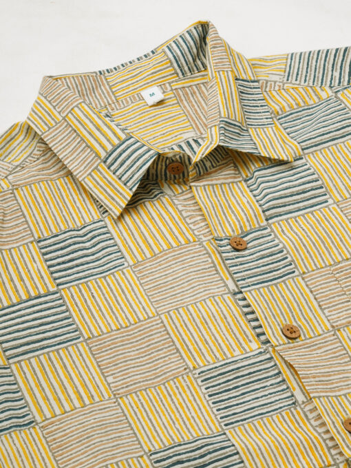 Men's Yellow Cotton Regular Fit Shirt - Image 5