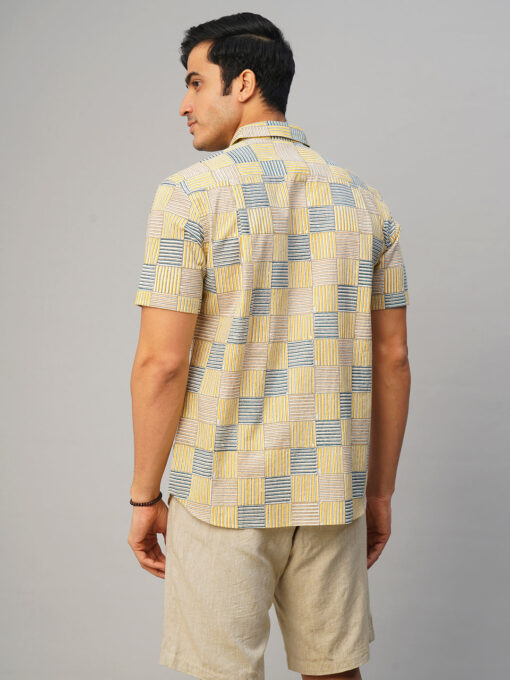 Men's Yellow Cotton Regular Fit Shirt - Image 6