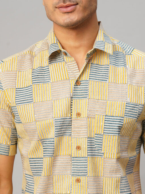 Men's Yellow Cotton Regular Fit Shirt - Image 7