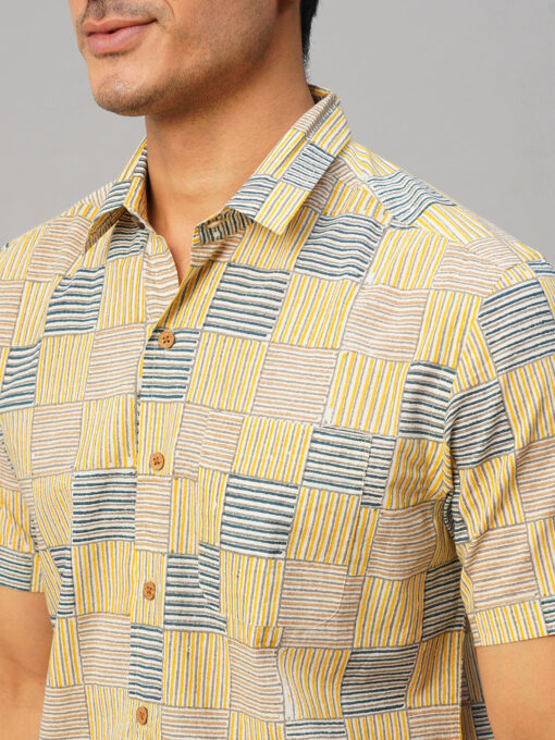 Men's Yellow Cotton Regular Fit Shirt - Image 8