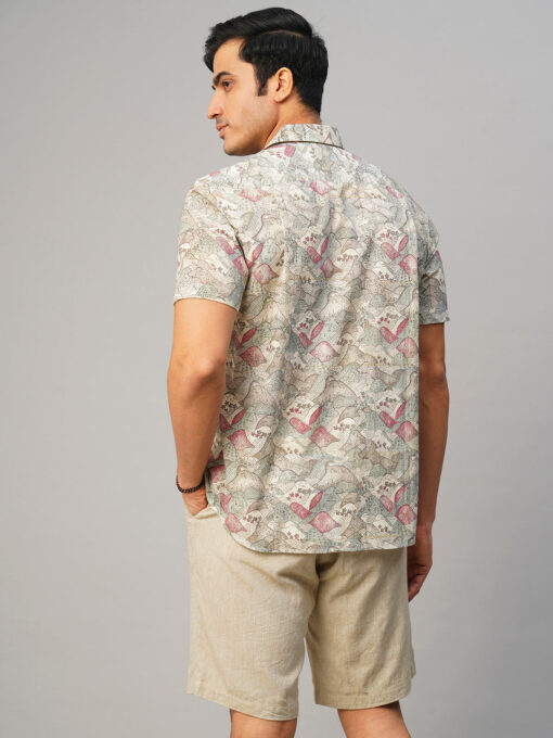 Men’s Cotton Hand Block Printed Regular Fit Grey Shirt - Image 6