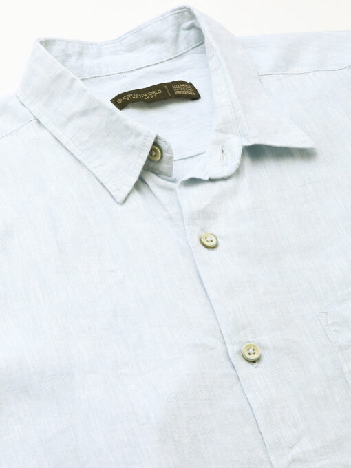 Men's Blue 100% Linen Regular Fit Shirt - Image 8