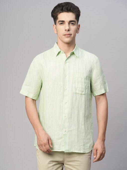 Men's Mint 100% Linen Regular Fit Shirt - Image 2