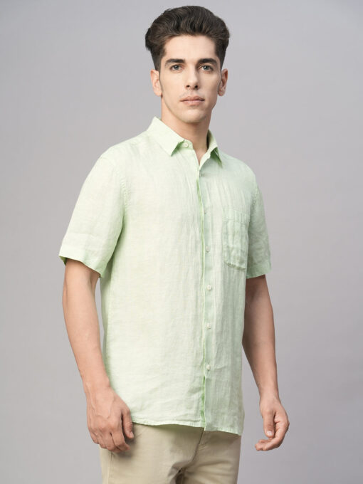 Men's Mint 100% Linen Regular Fit Shirt - Image 4