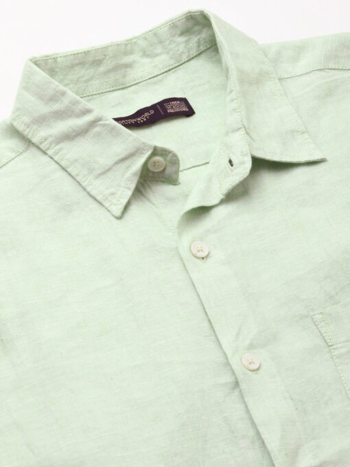 Men's Mint 100% Linen Regular Fit Shirt - Image 8