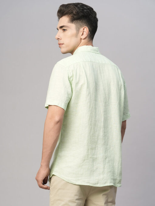 Men's Mint 100% Linen Regular Fit Shirt - Image 5