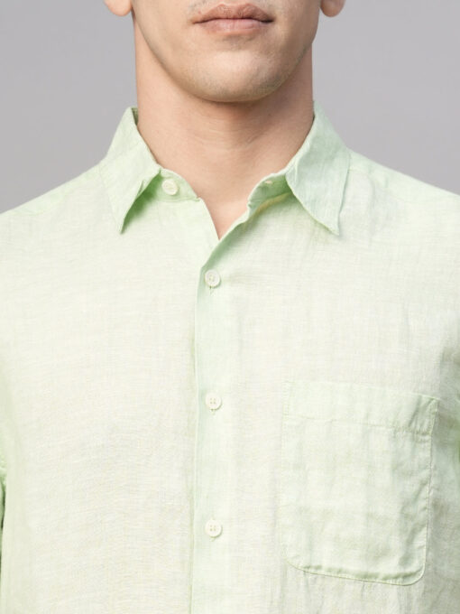 Men's Mint 100% Linen Regular Fit Shirt - Image 6