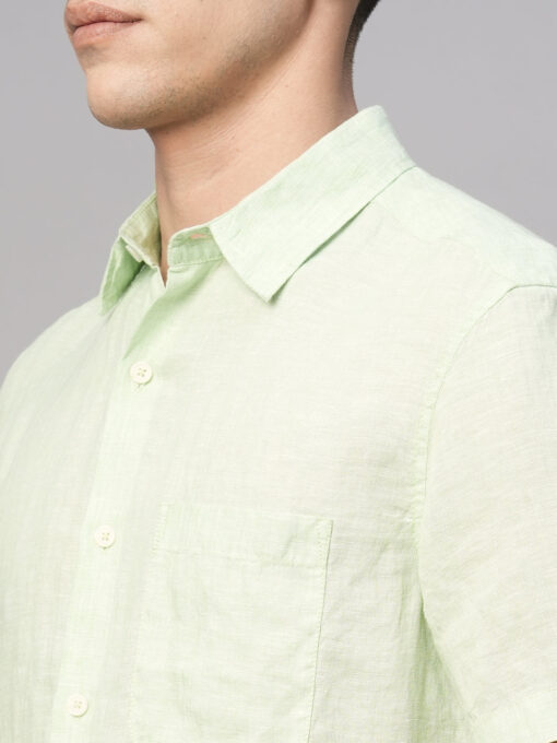 Men's Mint 100% Linen Regular Fit Shirt - Image 7