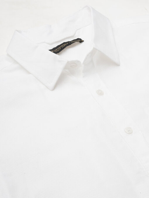 Men's White 100% Linen Regular Fit Shirt - Image 8