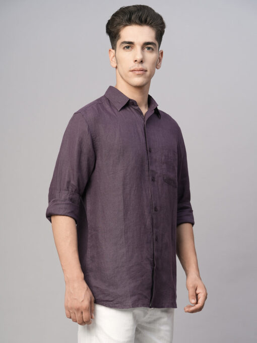 Men's Grape 100% Linen Regular Fit Shirt - Image 4