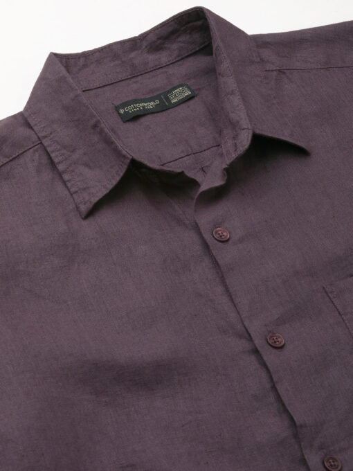 Men's Grape 100% Linen Regular Fit Shirt - Image 8