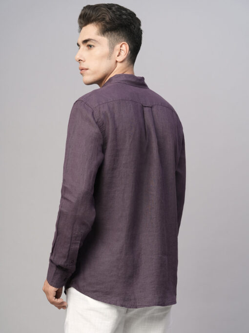 Men's Grape 100% Linen Regular Fit Shirt - Image 5