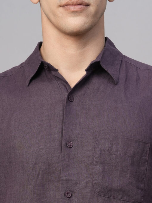 Men's Grape 100% Linen Regular Fit Shirt - Image 6