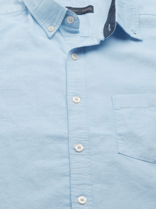 Men's Blue Oxford Cotton Regular Fit Shirts - Image 8