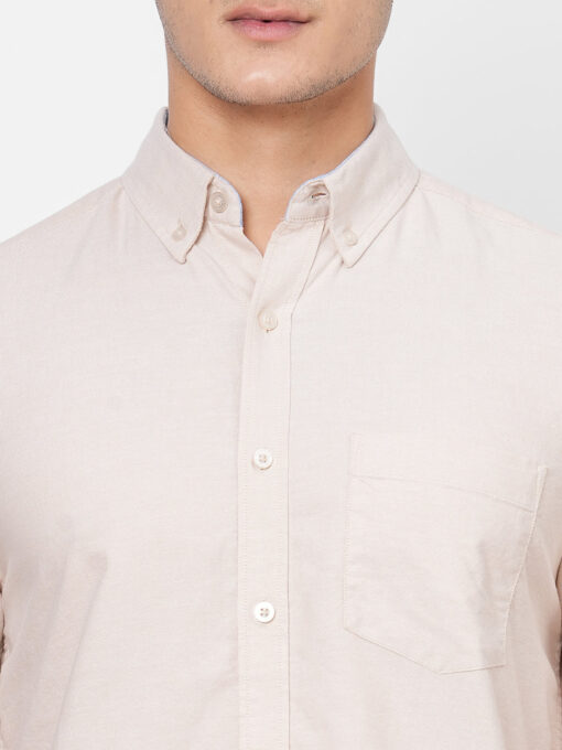 Men's Khaki Oxford Cotton Regular Fit Shirts - Image 6