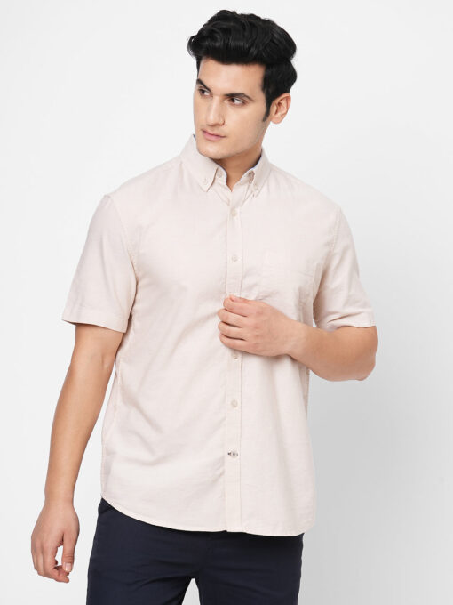 Men's Khaki Oxford Cotton Regular Fit Shirts - Image 2