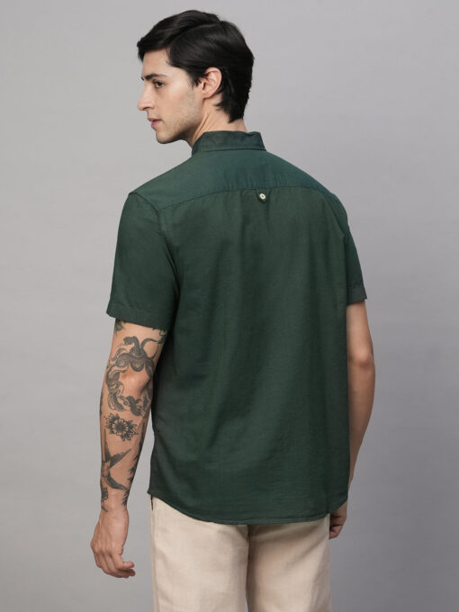 Men's Olive Oxford Cotton Regular Fit Shirts - Image 6