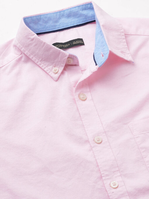 Men's Pink Oxford Cotton Regular Fit Shirts - Image 8