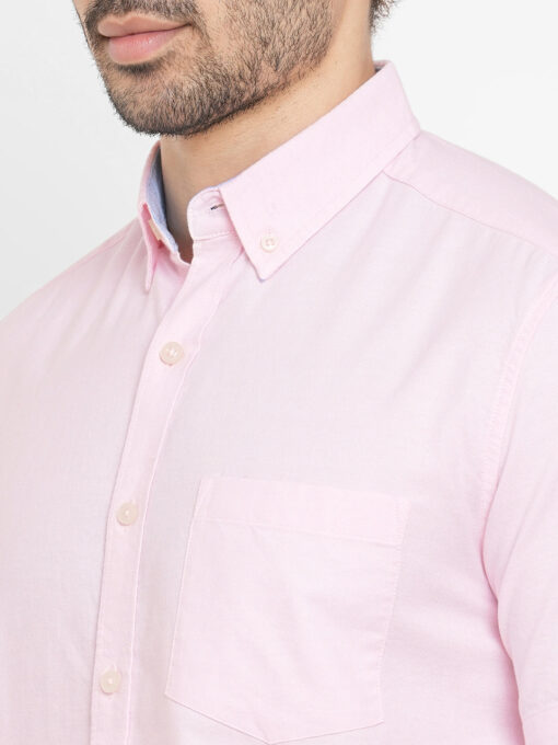 Men's Pink Oxford Cotton Regular Fit Shirts - Image 7