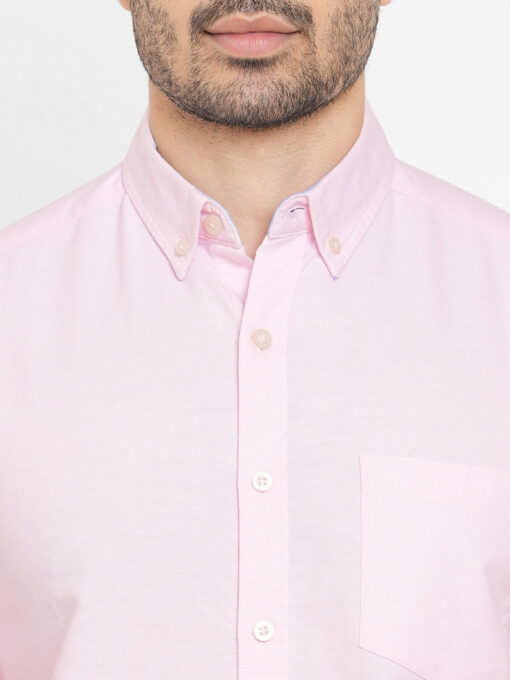 Men's Pink Oxford Cotton Regular Fit Shirts - Image 6