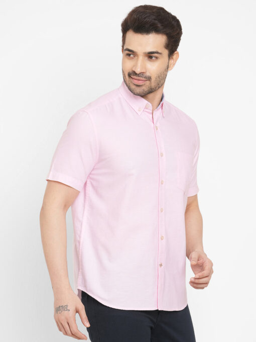 Men's Pink Oxford Cotton Regular Fit Shirts - Image 4