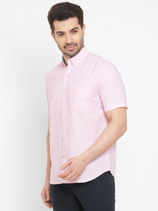 Men's Pink Oxford Cotton Regular Fit Shirts - Image 3