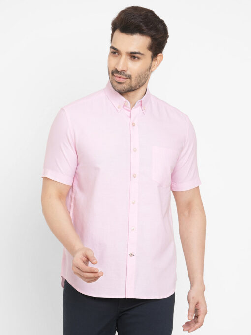 Men's Pink Oxford Cotton Regular Fit Shirts - Image 2