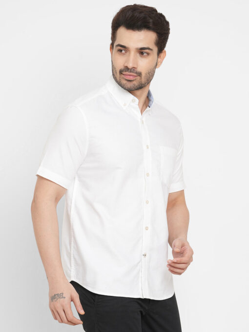 Men's White Oxford Cotton Regular Fit Shirt - Image 4