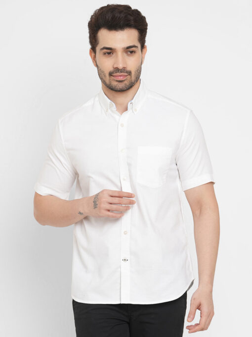 Men's White Oxford Cotton Regular Fit Shirt - Image 2