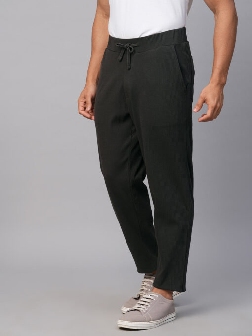 Men's Grey Cotton Elastane Regular Fit Track Pant - Image 3