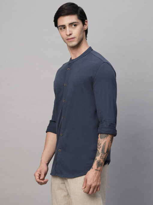 Men's Blue Cotton Regular Fit Tshirt - Image 3