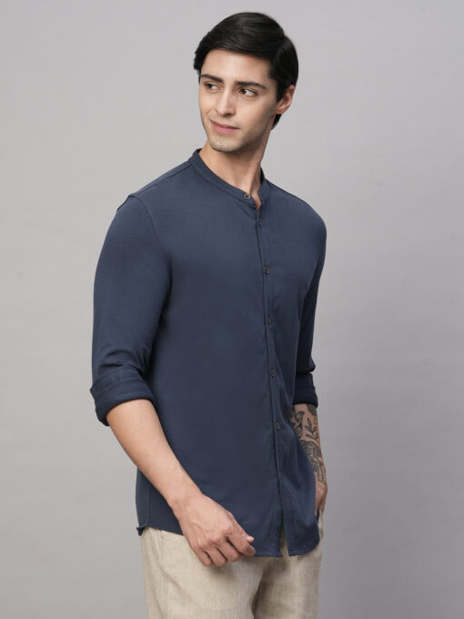 Men's Blue Cotton Regular Fit Tshirt - Image 4