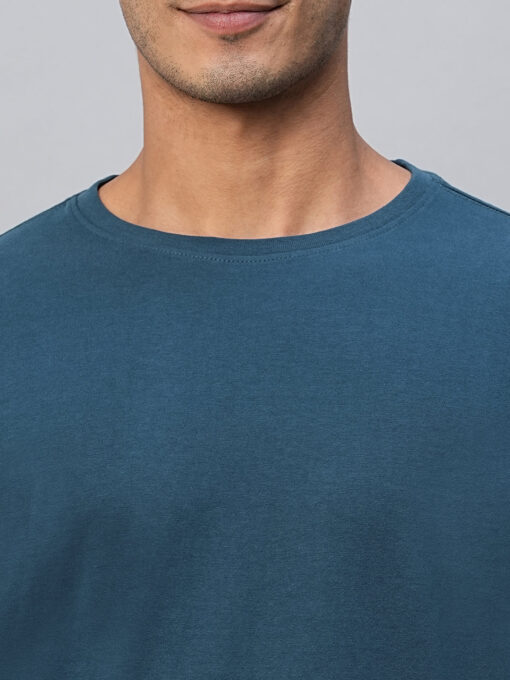 Men's Blue Cotton Regular Fit Tshirt - Image 6