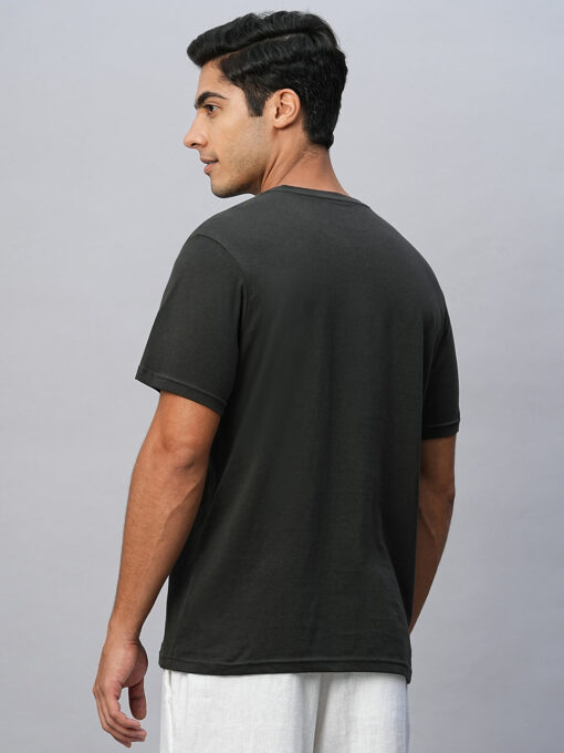 Men's Dark Grey Cotton Regular Fit Tshirts - Image 5