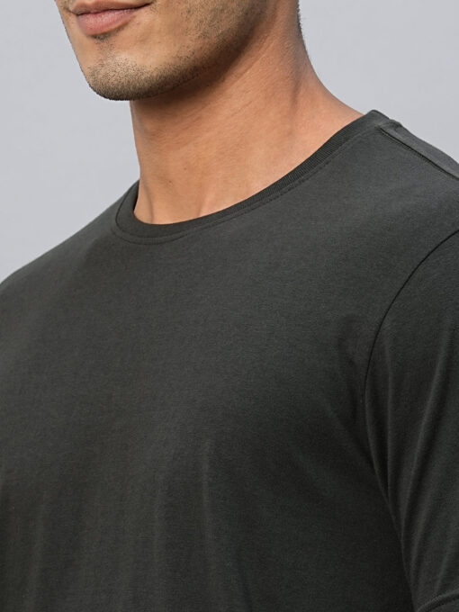 Men's Dark Grey Cotton Regular Fit Tshirts - Image 6