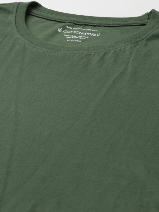 Men's Green Cotton Regular Fit Tshirts - Image 8