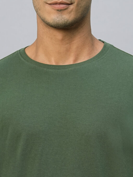 Men's Green Cotton Regular Fit Tshirts - Image 6