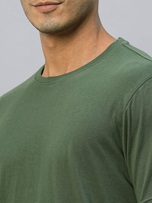 Men's Green Cotton Regular Fit Tshirts - Image 7