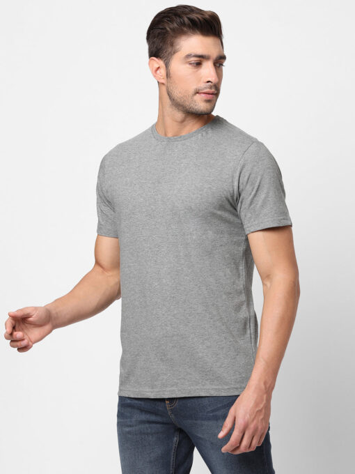 Men's Light Grey Cotton Regular Fit Tshirts - Image 2