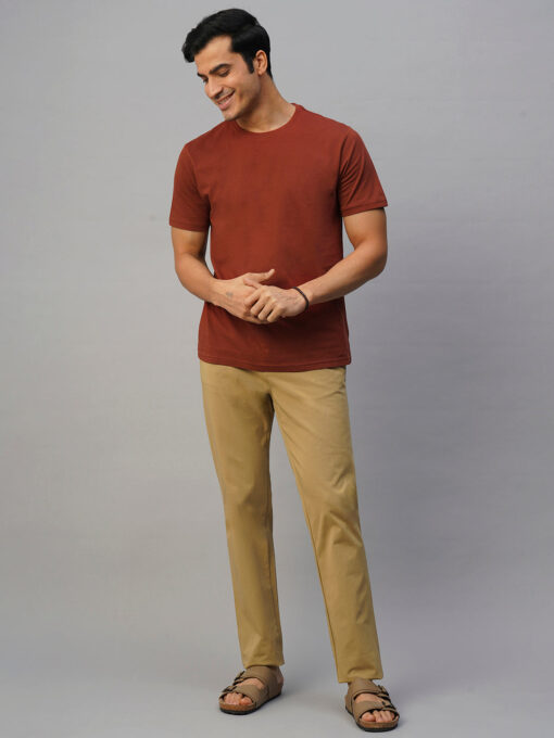 Men's Rust Cotton Regular Fit Tshirt