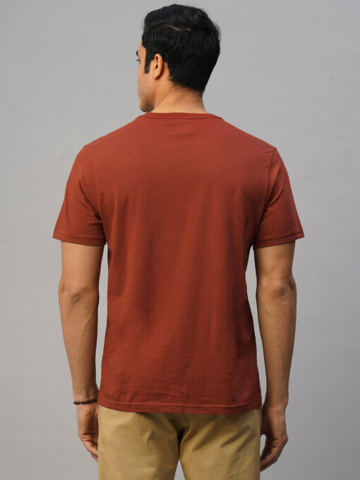 Men's Rust Cotton Regular Fit Tshirt - Image 5