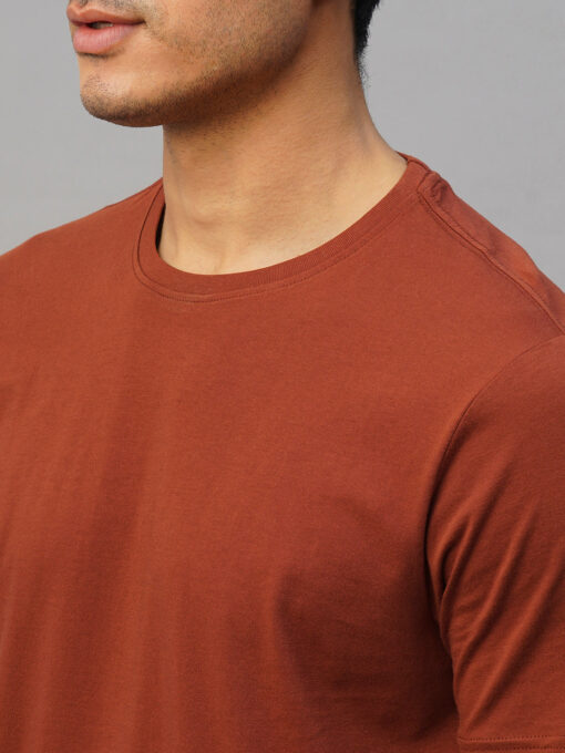 Men's Rust Cotton Regular Fit Tshirt - Image 7