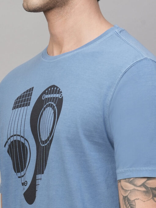 Men's Blue Cotton Regular Fit Tshirt - Image 7