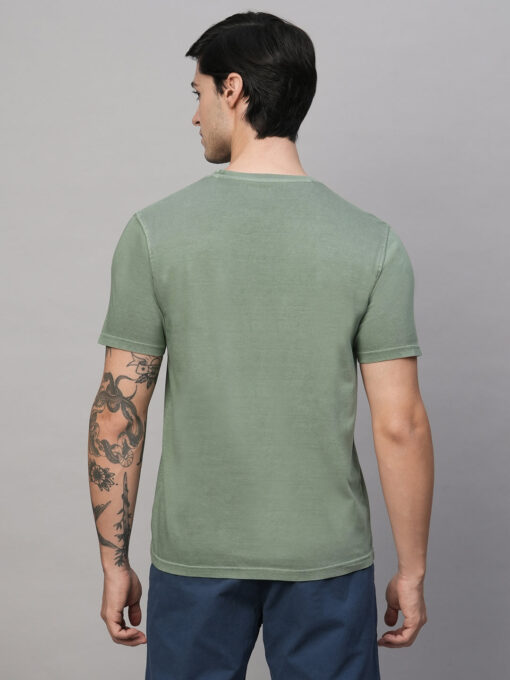 Men's Green Cotton Regular Fit Tshirt - Image 6