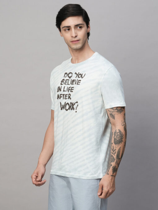 Men's Blue Cotton Regular Fit Tshirt - Image 3