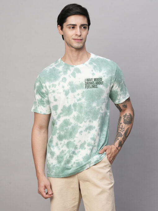 Men's Green Cotton Regular Fit Tshirt - Image 2