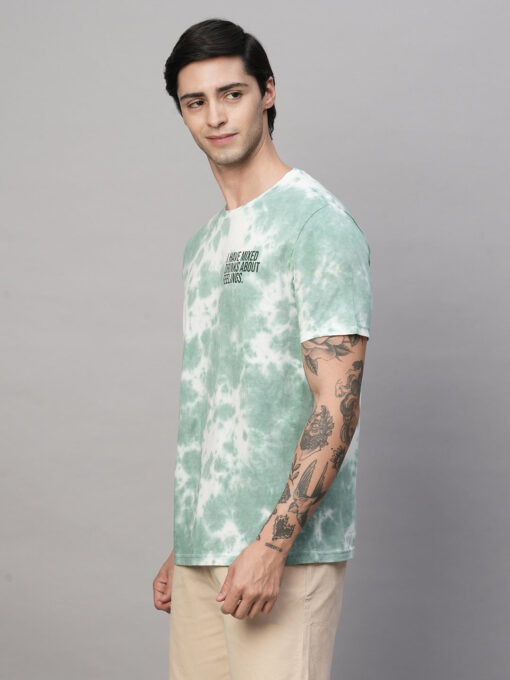 Men's Green Cotton Regular Fit Tshirt - Image 3